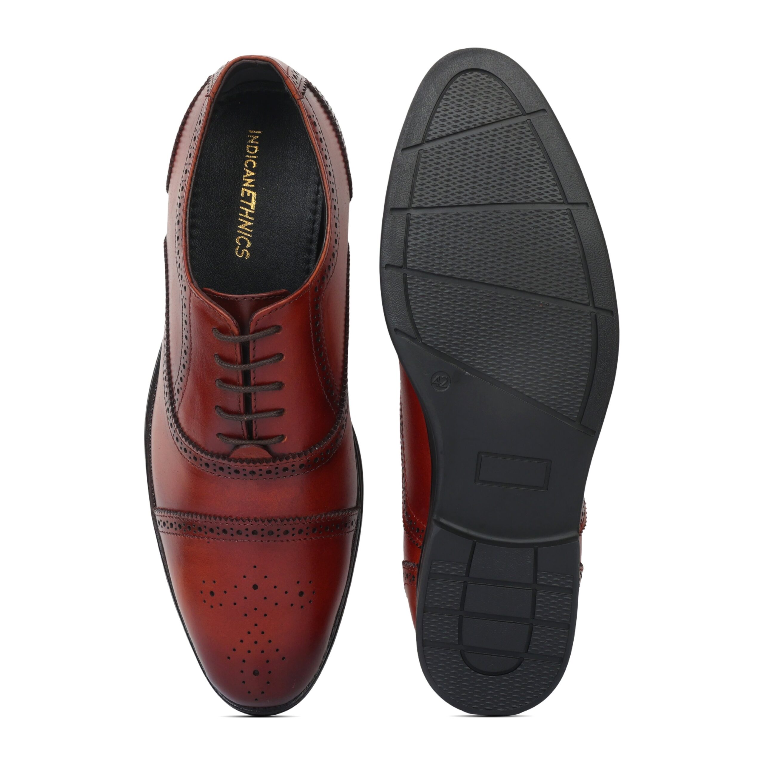 Indican Ethnics Formal Brougues-oxblood colour - Image 2