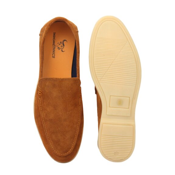 Men leather round toe slip on loafer