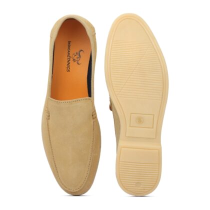 Men leather round toe slip on loafer