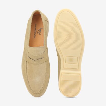 Men leather round toe slip on sneaker