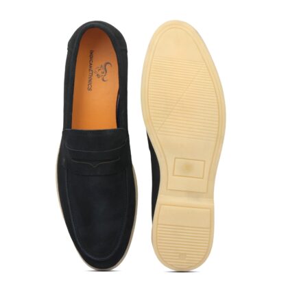 Men leather round toe slip on sneaker