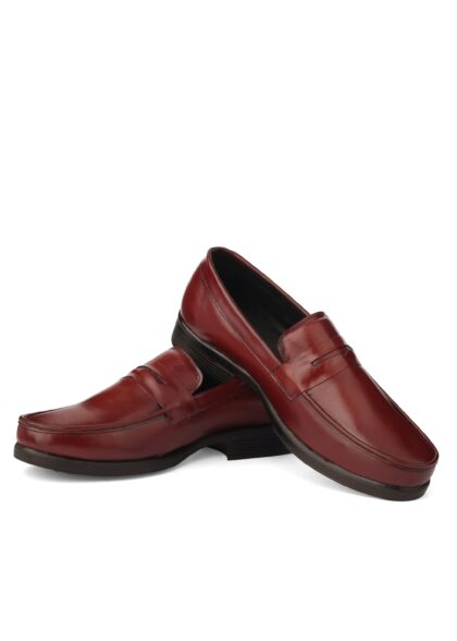 Men’s Crust Leather Penny Loafers – Oxblood Platina