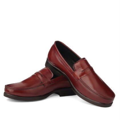 Men’s Crust Leather Penny Loafers – Oxblood Platina