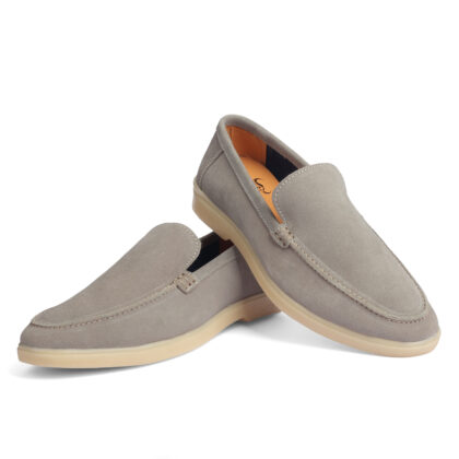 Men leather round toe slip on loafer