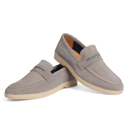 Men's leather round toe slip on sneakers