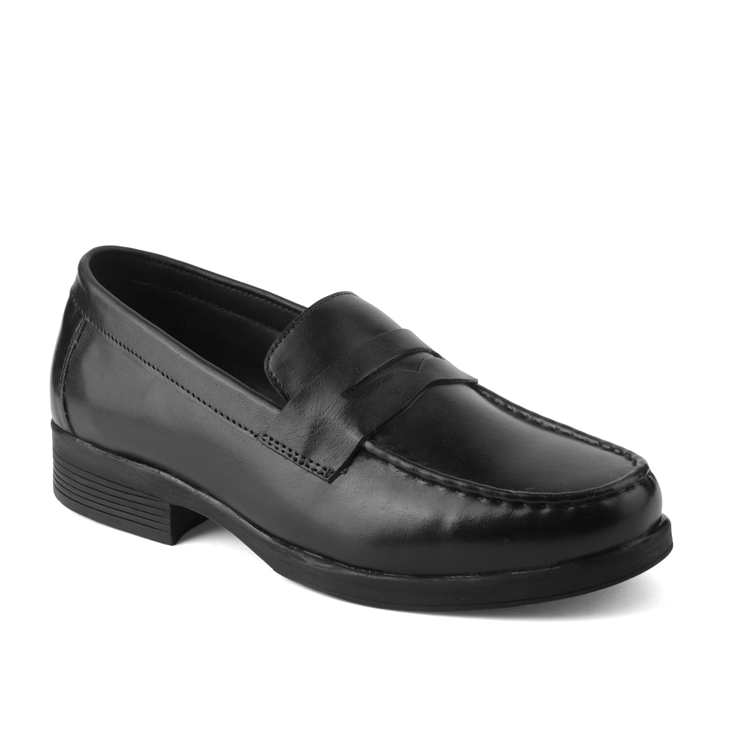 Men's Crust Leather Penny Loafers- Classic Black - Image 5