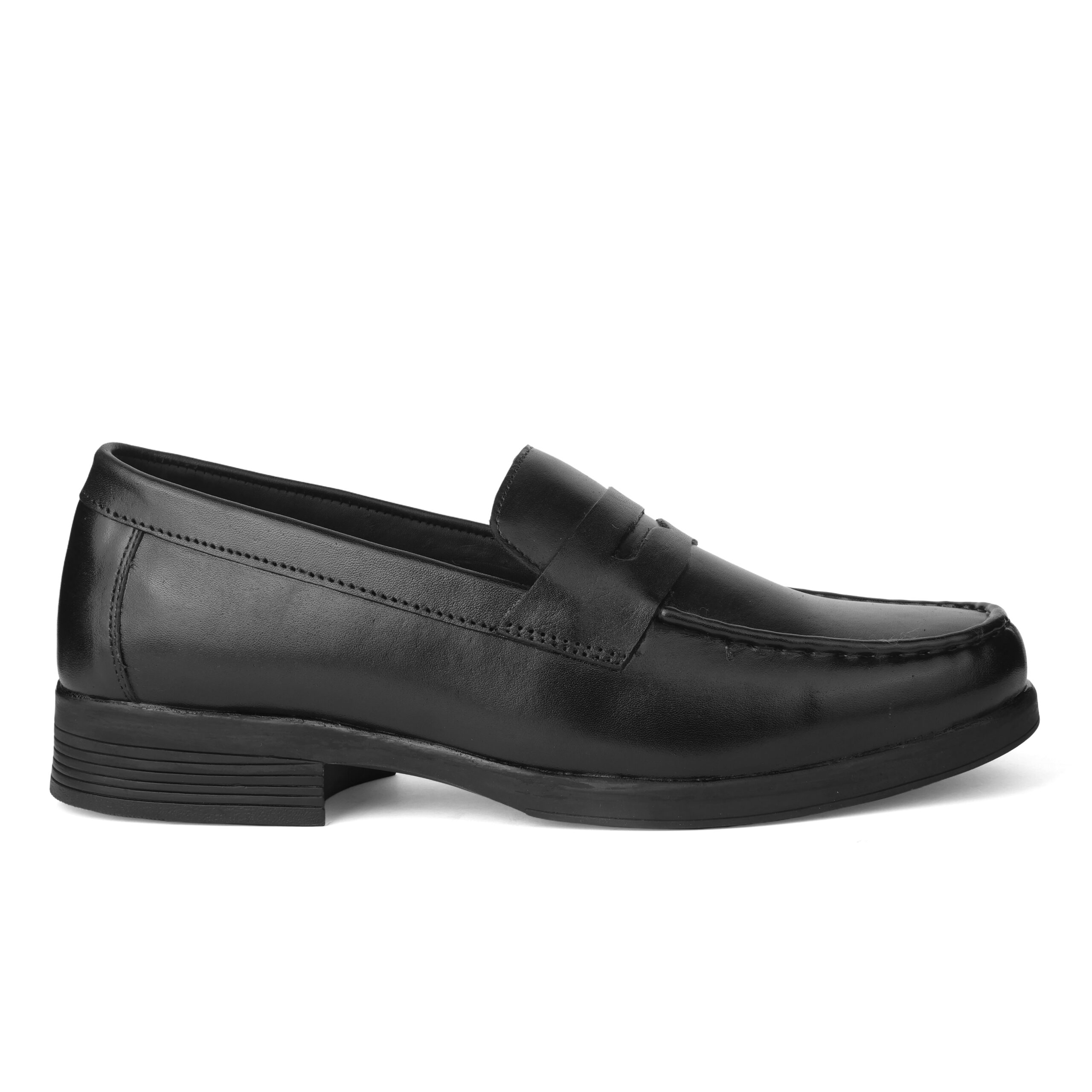 Men's Crust Leather Penny Loafers- Classic Black - Image 6