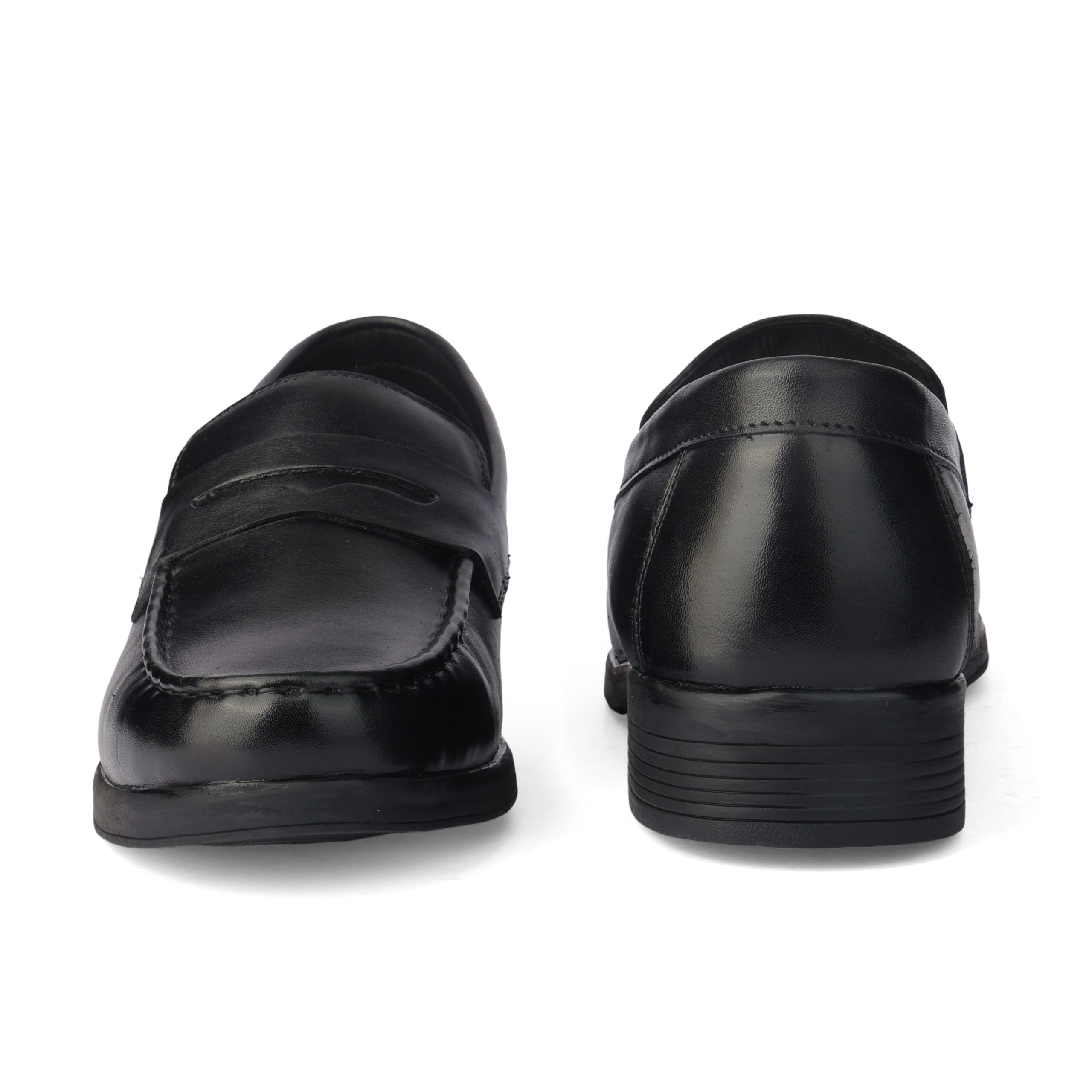 Men's Crust Leather Penny Loafers- Classic Black - Image 3