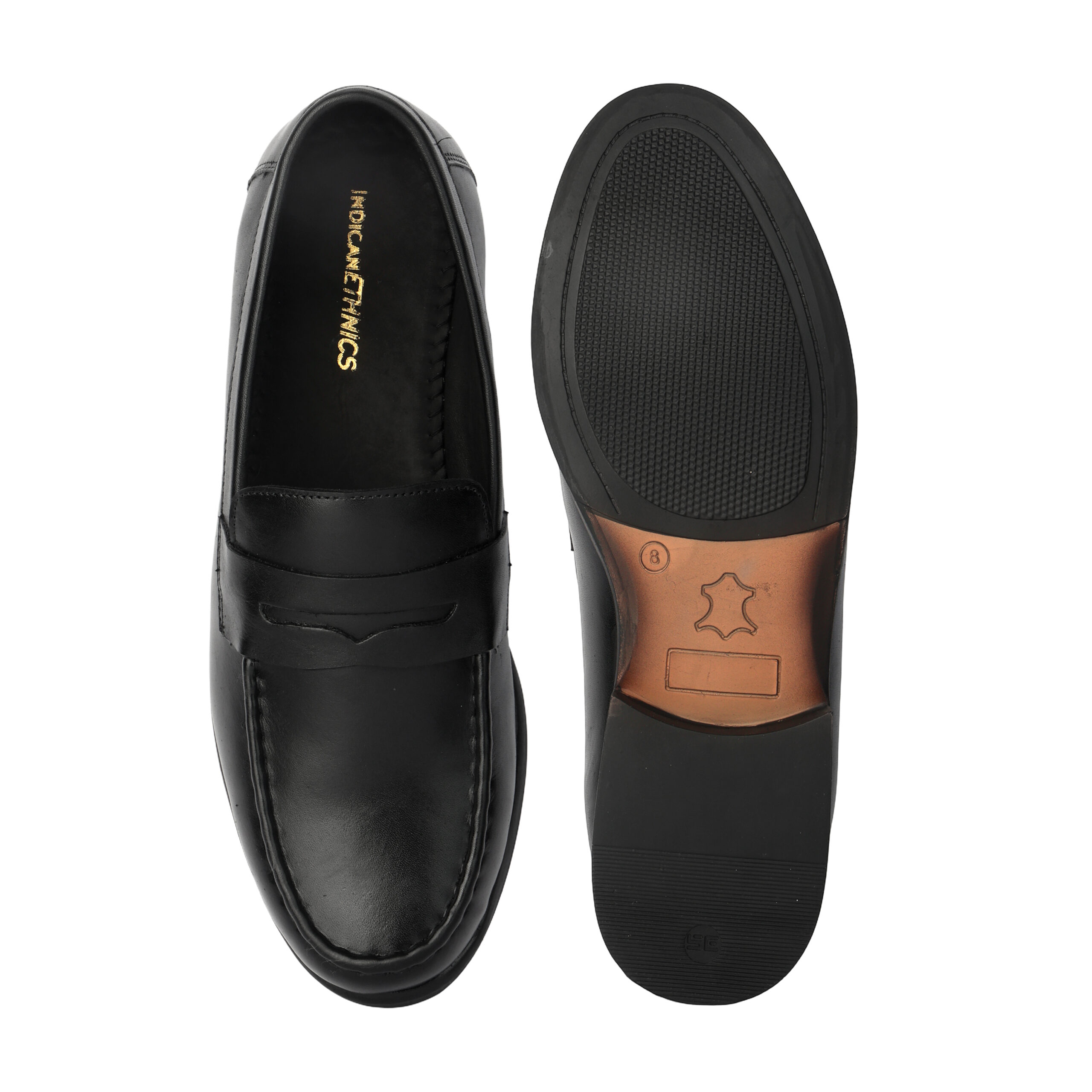 Men's Crust Leather Penny Loafers- Classic Black - Image 2